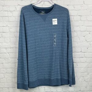 Men's Sonoma Soft Double-Knit Long Sleeve Blue Stripe Rayon Crew Shirt 2XL NWT